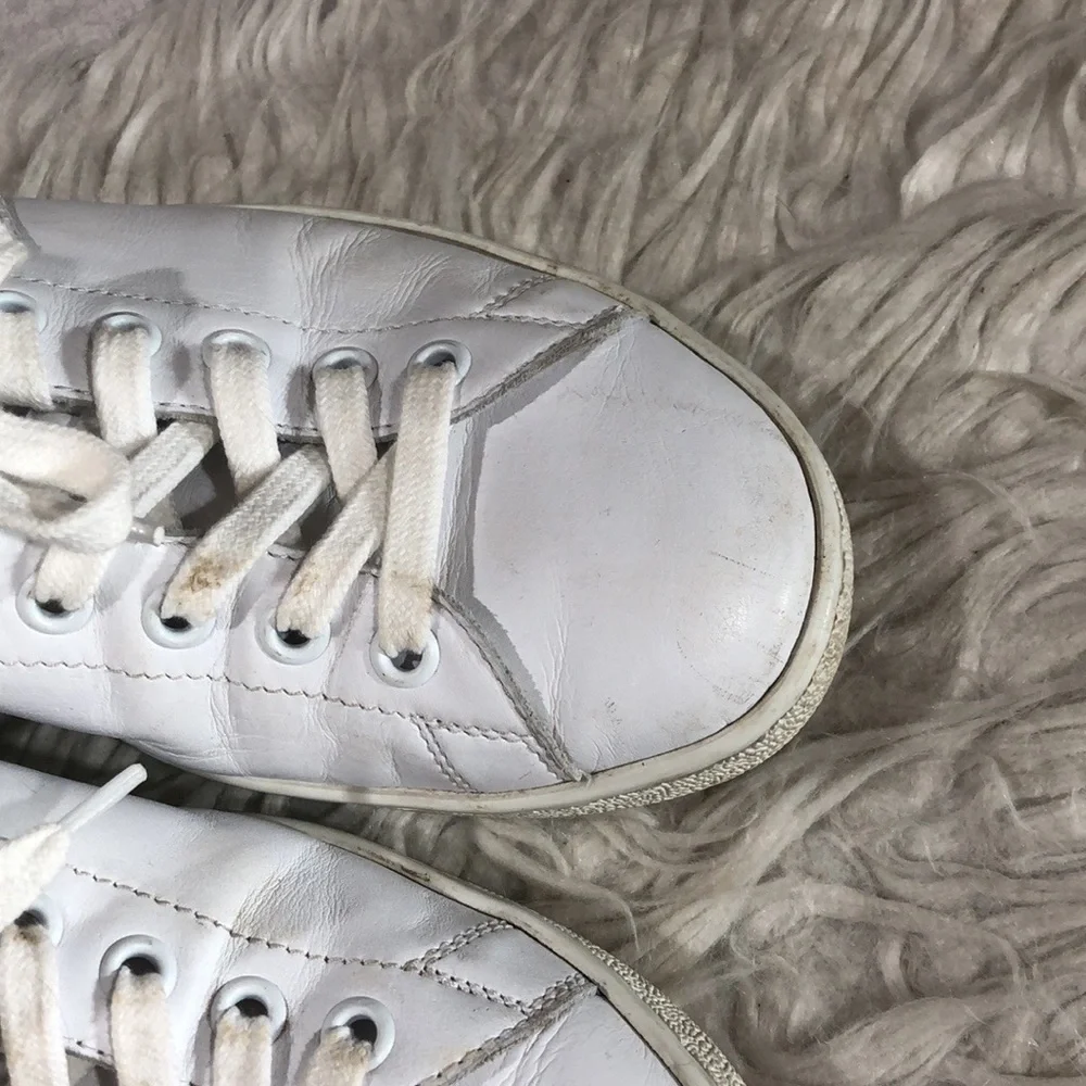 Re/done 70s Leather Tennis White Ankle Sneakers